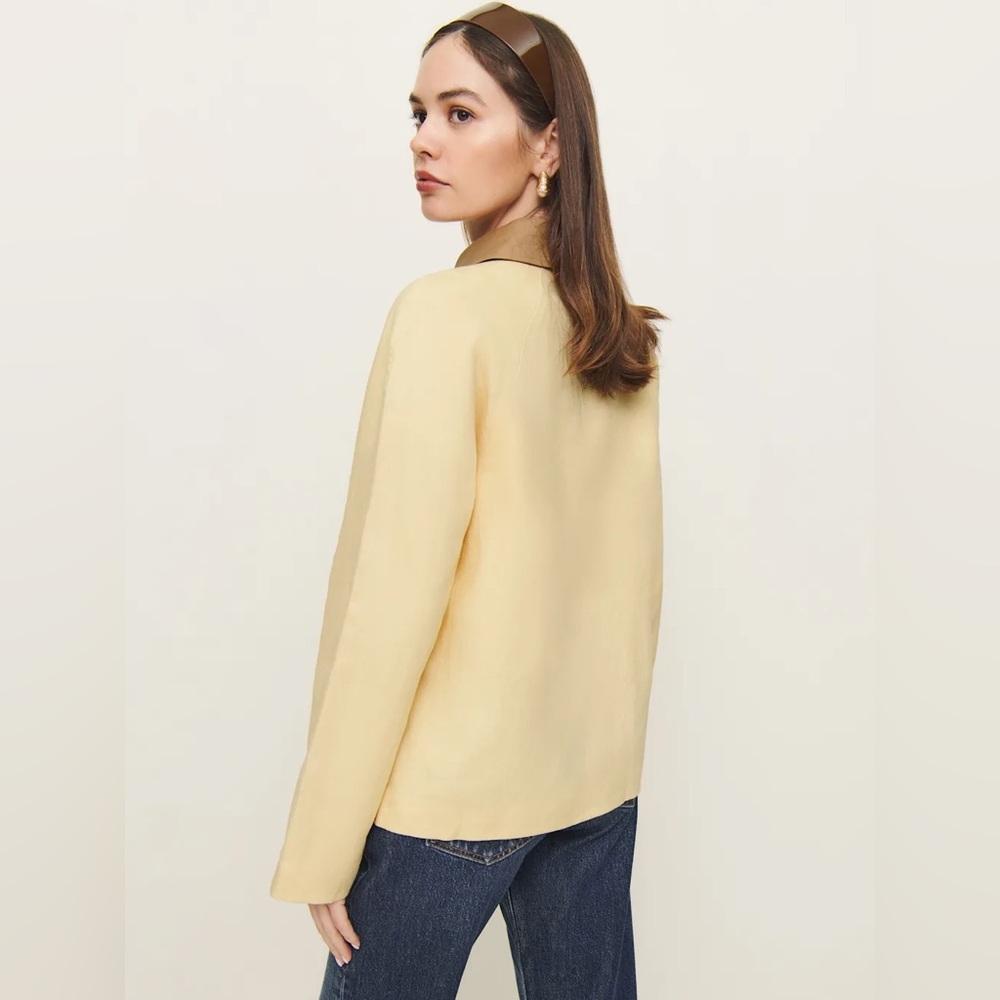 Reformation Lila Linen Jacket In Parmesan, brand new without tags, never worn. - Picture 3 of 14